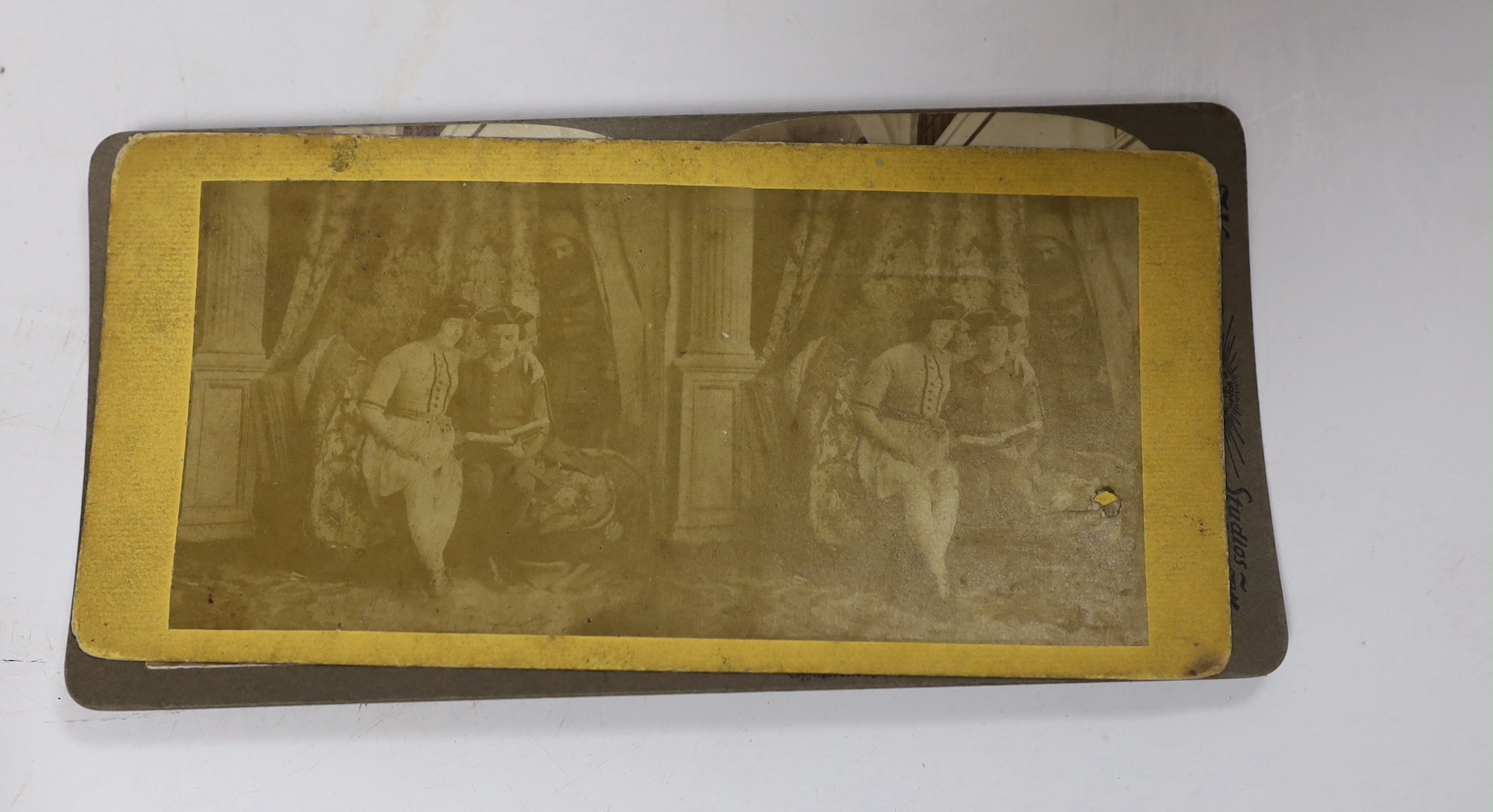 Stereoscopic cards from a set by The Edinburgh Stereoscopic Atlas of Anatomy with detailed information above the photographs, together with a small number of additional cards of different subjects